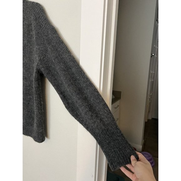 Everlane Alpaca Blend Knit Charcoal Gray Button Down Cardigan Size Large - Picture 11 of 14
